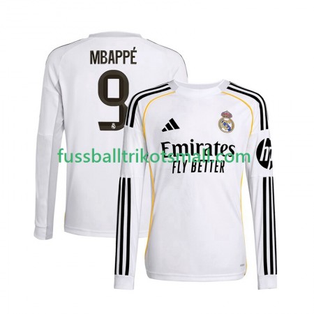 Fußballtrikots Real Madrid Kylian Mbappé 9 2025-2026 Langarm Heimtrikotsatz kaufen